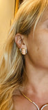 Vintage Estate Modernist 18k Gold Angel Skin Coral Diamond Earrings