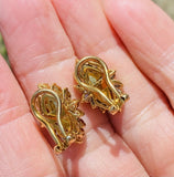 Vintage Estate 18k Gold Jade 2.20ct VS Diamond Halo Drop Earrings