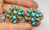 Tiffany Designer George Schuler 1 Ct VS Diamond Turquoise 18k Gold Clip Earrings