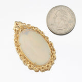 Vintage Estate 14k Gold Jelly Opal Pendant for Necklace 32mm