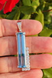 Vintage Estate 14k Gold Aquamarine Diamond Gemstone Necklace Pendant