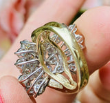 Vintage Midcentury 1950s 14k Gold 3.00 G VS Diamond Cluster Cocktail Ring