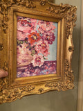 KADLIC Original Oil Painting Floral Still Life Impasto Gold Gilt 15" Frame