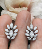 Vintage Art Deco Estate 14k Gold 2.75ct G VS Marquise Diamond Cluster Earrings
