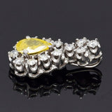 Vintage Estate 14k White Gold Retro 1.00ct Yellow Diamond Halo Necklace Pendant