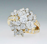 Vintage Estate 18k Gold 4.00ct Brilliant Diamond Cluster Cocktail Statement Ring
