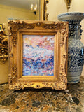 KADLIC Original Oil Painting Abstract Seascape Impasto Gold Gilt 15" Frame