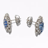 Vintage 18k Gold 6ct Sri Lanka NO HEAT Blue Sapphire G VS Diamond Drop Earrings