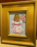 KADLIC Abstract Impasto Girl Child Original Oil Painting Gilt Frame 12x12" Art