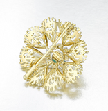 Vintage Estate 18k Gold 2.05ct Emerald VS Diamond Brooch Pin Pendant