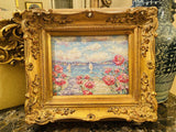 KADLIC Original Oil Painting Abstract Seascape Impasto Gold Gilt 15" Frame