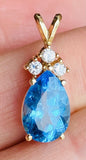 Vintage Estate 2.60ct Blue Topaz Diamond Necklace Slide Pendant