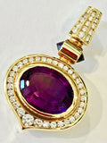 Vintage Retro Estate 18k Gold La Triomphe VS Diamond Amethyst Necklace Pendant