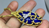 Stunning La Triomphe 18k Gold Lapis Lazuli Diamond Pendant Necklace