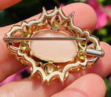 Vintage Estate 1959s 18K Gold Angel Skin Coral Diamond Brooch