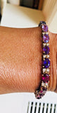 Vintage Retro 14k Gold Retro Rainbow Gemstone Diamond Line Tennis Bracelet