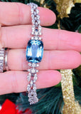 Vintage Mid Century Platinum VS 4ct Diamond Topaz Bracelet