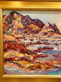 KADLIC Abstract Mountains Seascape Impasto Original Oil Painting Gold Frame 24”