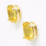 Vintage Estate 14k Gold 3.70ct Yellow Sapphire Stud Earrings