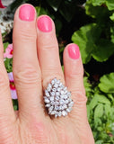 Vintage Estate 14k Gold 3.50ct Marquise Diamond Cluster Cocktail Ring