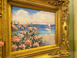 KADLIC Original Oil Painting Abstract Seascape Impasto Gold Gilt 15" Frame