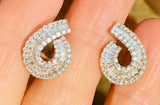 Vintage BARNEYS NY Estate 18k Gold 2.40ct VS Diamond Baguette Swirl Earrings