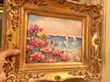 KADLIC French Poppies Seascape Sailboats Gilt Wood Frame 8x10”