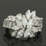 Estate Antique Platinum 3.00ct Marquise Brilliant VS Diamond Cluster Ring