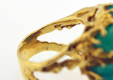 Vintage ARTHUR KING 18k Gold Diamond Emerald Brutalist Freeform Heavy Retro Ring