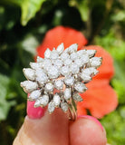 Vintage Estate 14k Gold 3.50ct Marquise Diamond Cluster Cocktail Ring
