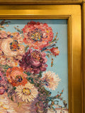 KADLIC Abstract Floral Still LIfe Impasto Original Oil Painting Gold 30" Frame