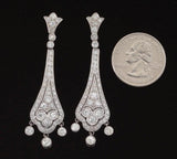 Stunning Art Deco Estate Pair of Platinum 4.50 Ct Diamond Pendant Earrings