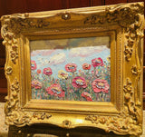 KADLIC Original Oil Painting Abstract Floral Landscape Impasto Gold Gilt Frame