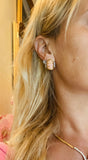 Vintage Estate Modernist 18k Gold Angel Skin Coral Diamond Earrings
