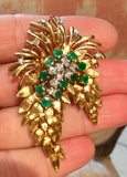 Art Deco 1940s French 18K Gold 5ct Emerald VS Diamond Converted Brooch Pendant