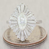Estate Vintage 3.80 ct G VS Diamond Baguette Ballerina Wedding Engagement Ring