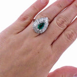 Stunning 14k Gold Mid Century 1950s Retro 4.20ct Emerald VS Diamond Ring