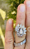 Vintage 1950s Platinum3ct VS Diamond Baguette Marquise Halo Ballerina Ring