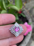 Vintage Platinum 2.50ct Pink Sapphire Diamond Baguette Cluster Ring