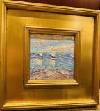 KADLIC Sailboat Seascape Impasto Original Oil Painting Gold Gilt Frame Fine Art
