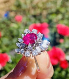 Vintage Estate 18k Gold Turquoise Sapphire Diamond Ring Retro