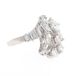 Estate Retro Marquise Baguette Platinum 4.60ct Diamond Engagement Cocktail Ring
