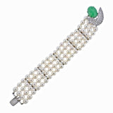 Vintage 1950s 14k Gold G VS Jade Diamond Bracelet