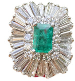 Vintage Ring-dant 14k Gold Emerald VS Diamond Ballerina Engagement Ring Pendant