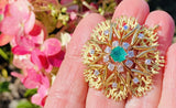 Vintage Estate 18k Gold 2.05ct Emerald VS Diamond Brooch Pin Pendant