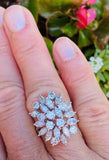 Vintage Estate 14k Heavy 3.78ct Marquise Diamond Cluster Ring