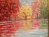 KADLIC Trees Fall Autumn  Landscape Original Oil Painting 20x24" Gold Gilt Frame