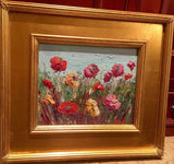 KADLIC Floral Garden Landscape Original Oil Painting 13x15" Gold Gilt Frame