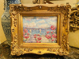 KADLIC Original Oil Painting Abstract Seascape Impasto Gold Gilt 15" Frame