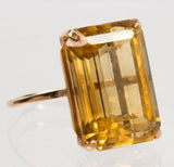 Vintage Estate 14k Gold Large 22.5ct Citrine Cocktail Ring